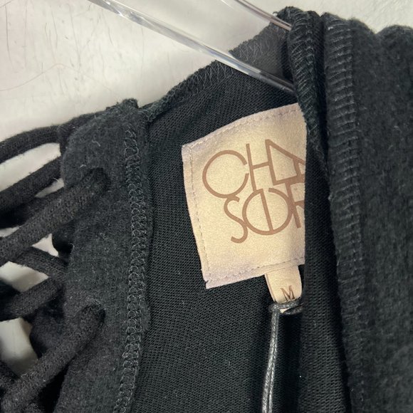 NWT Chaser Long Sleeve Lace Back Hooded Open Cardigan Black Size Medium M NEW - Picture 5 of 11